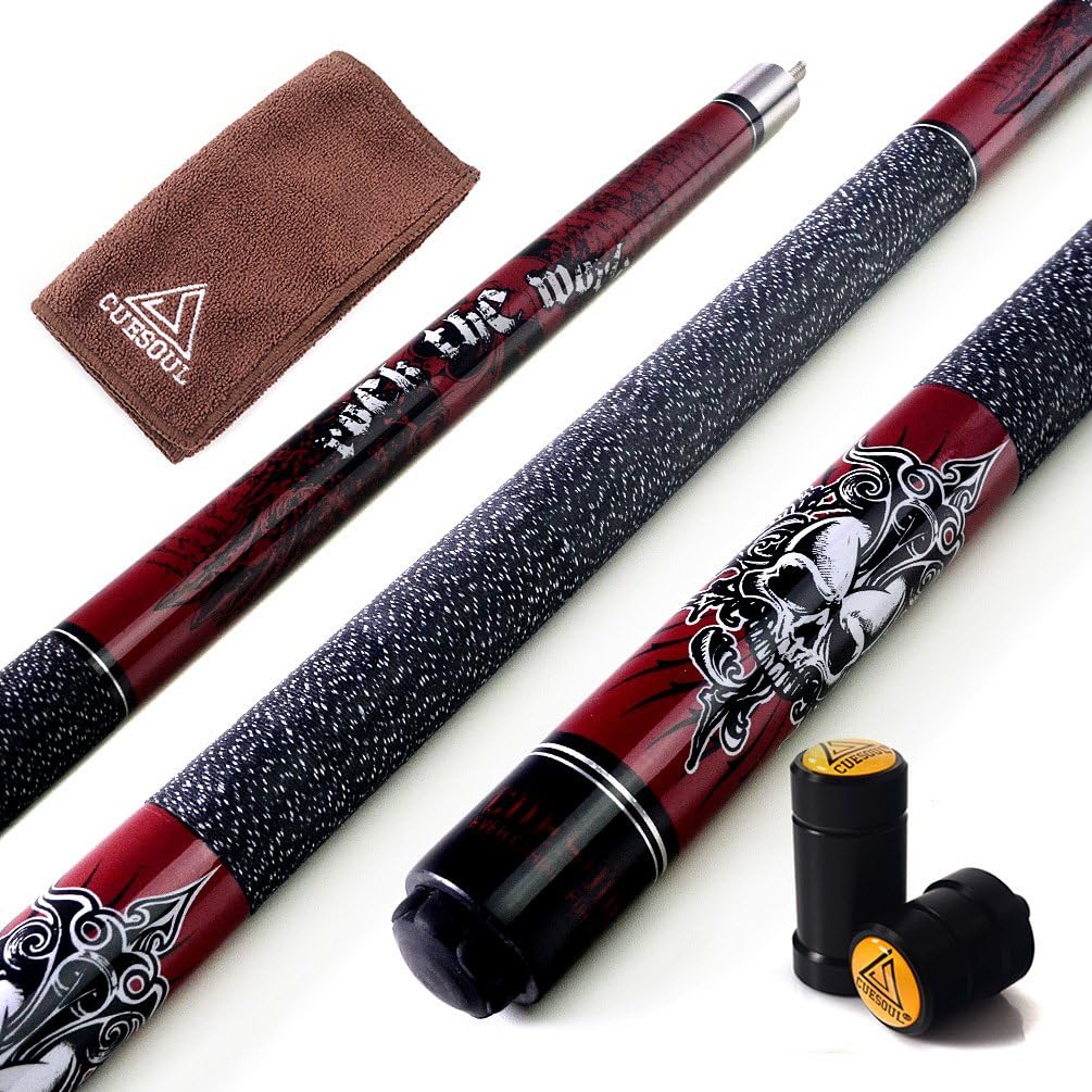 CUESOUL ROCKIN Series 58 Inches 21oz Professional Pool Cue Stick North American Maple Shaft Pearl Finish Carbon Ferrule Irish Linen Wrap Bag Pool Cue Set Billiards with Soft Case
