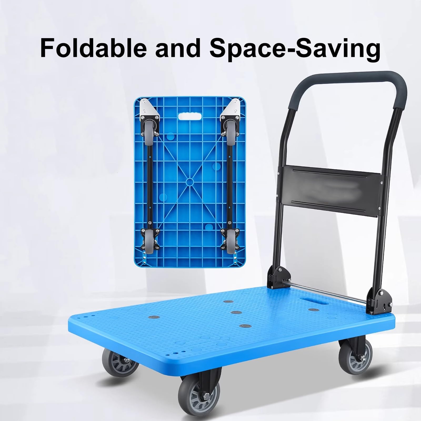 Carrello Pieghevole, Carrello Portatile con Ruote, Carrello Manuale Multiuso per casa, Fabbrica, supermercato, Magazzino (Grigio XL)