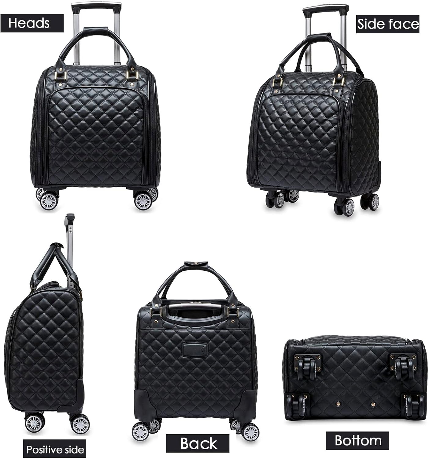 review V&NSIXSIX Leather Softside Underseat Carry on Suitcases Travel Luggage with 4Spinner Wheels,For self use and giving away(BLACK (: Carry-On 16-Inch)