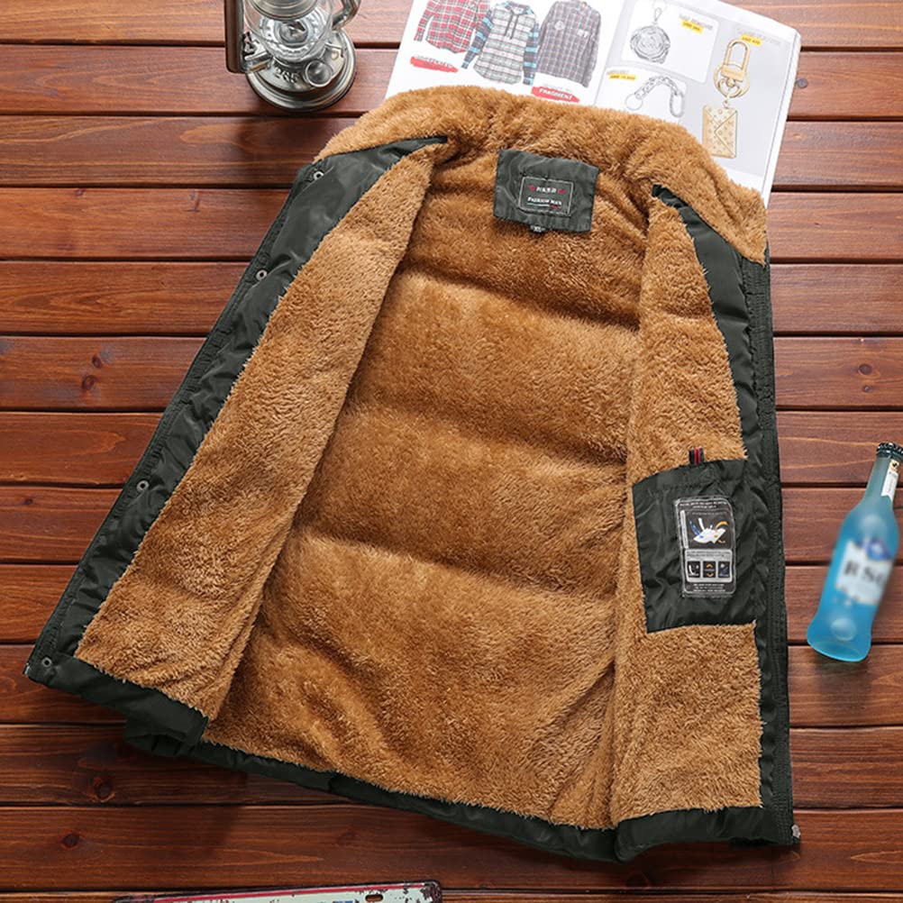 Gilet in Senza Maniche da Uomo Casual Tinta Unita Capispalla Fodera di Peluche Ispessimento Antivento Veste Caldo Collo Alto Gilet Giacca Multi-Tasca Cardigan Softshell Vest
