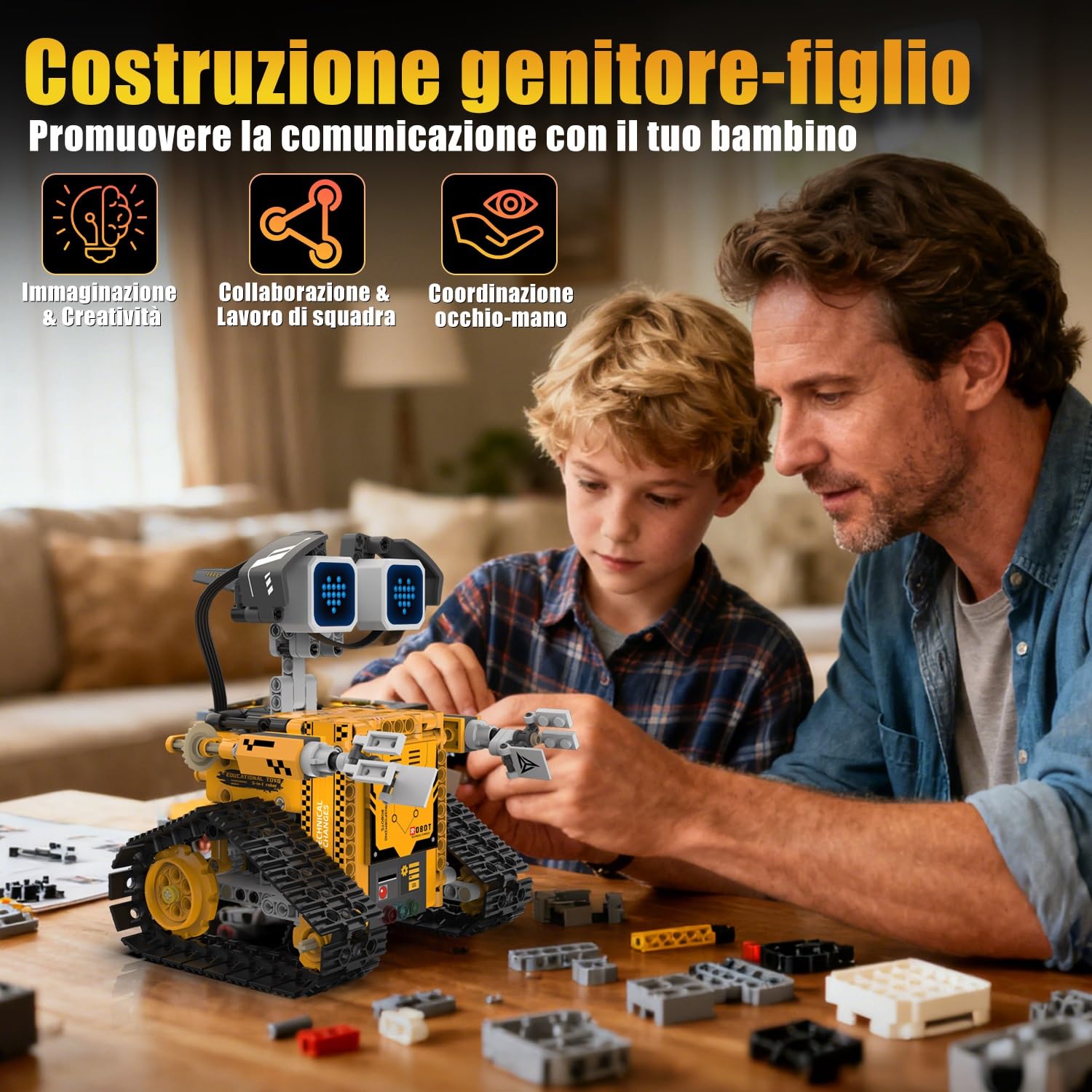 PENGBU RC Robot per bambini, set robot 5 in 1 con telecomando app, robot da parete/tecnica/dinosauro Mech