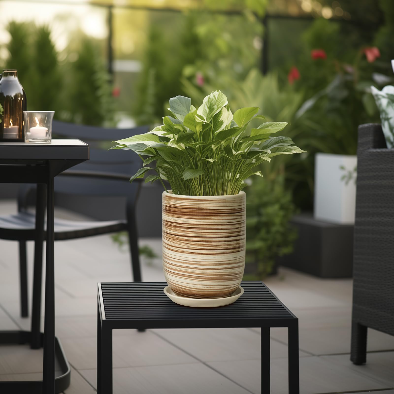 Amazon.com : SUNPOTFOR 8 Inch Plant Pot, Ceramic Planter for Outdoor Plants,  Large Plant Pot Indoor with Drainage Hole and Saucer, Modern Flower Pot for  Home Garden Decor Yellow : Patio, Lawn
