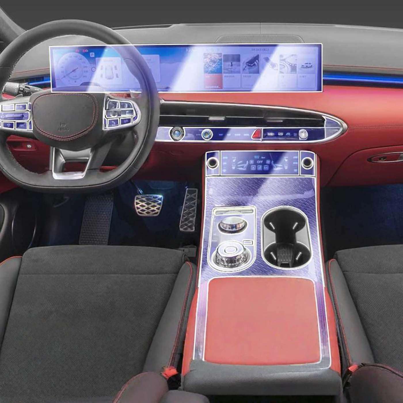 Car Interior Panel Dashboard Center, for Genesis GV70 2025 Console Anti-Scratch Protective Film Accessories Sticker