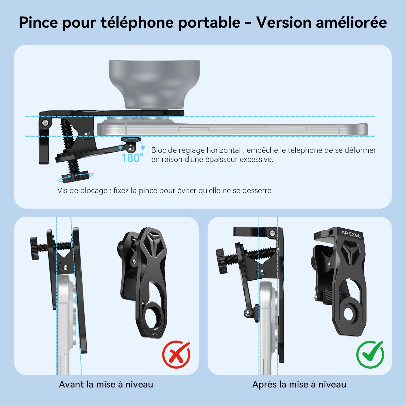 APEXEL HB100 Ultra Objectif Macro HD F1.05 45 Modes Lumière & Revêtement AF,Objectifs pour Téléphones Portables pour Smartphones iPhone, Samsung et Pixel