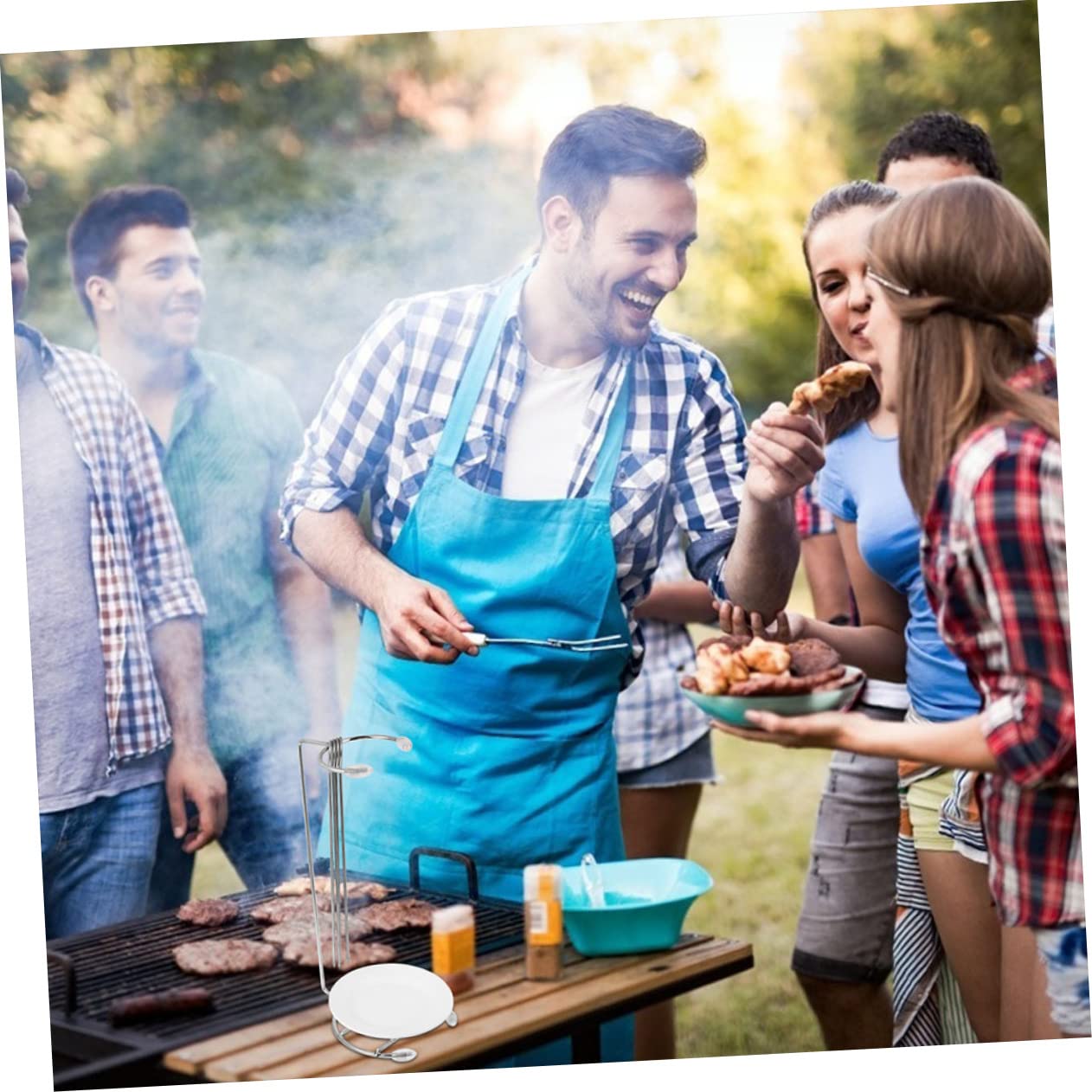 2 Set Supporti in Inossidabile per Spiedini Barbecue Appendibili Resistenti Facili da e Smontare per BBQ Accessori Compatti e Duraturi