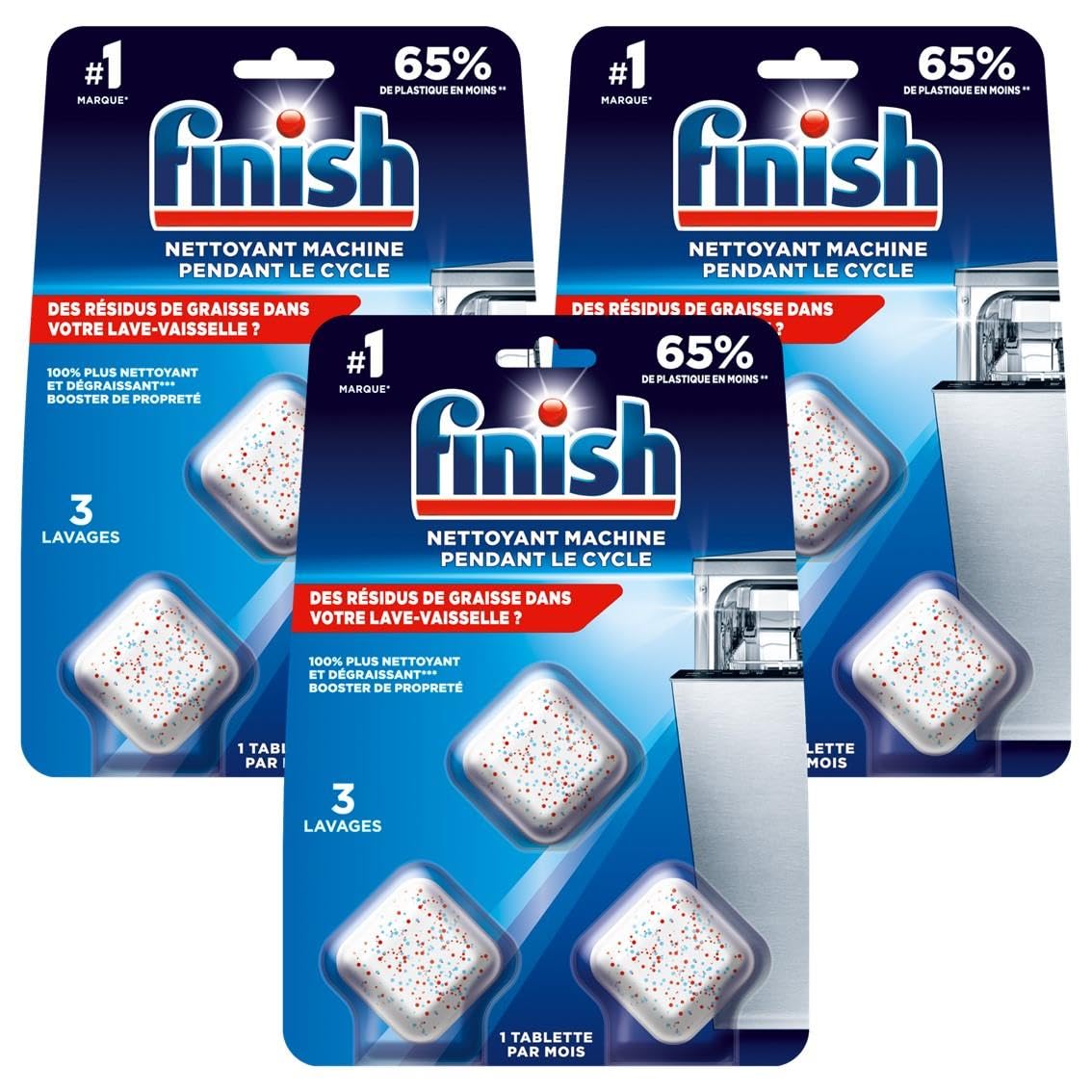 Blister 3 Tablettes Entretien Lave-vaisselle Pendant le Cycle - Lot de 3
