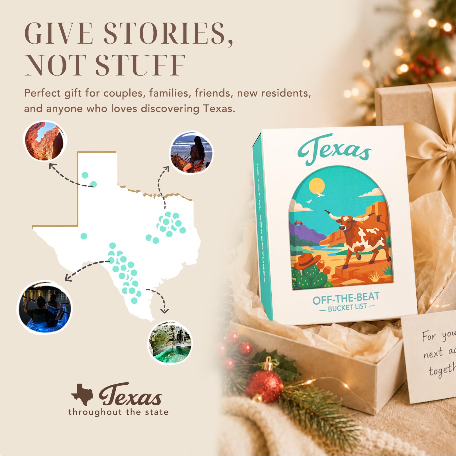 Texas Adventure, 50 carte da grattare | Gemme nascoste locali uniche, 2026 Schede elenco secchio fuori dal ritmo, Regali del Texas per coppie e famiglie