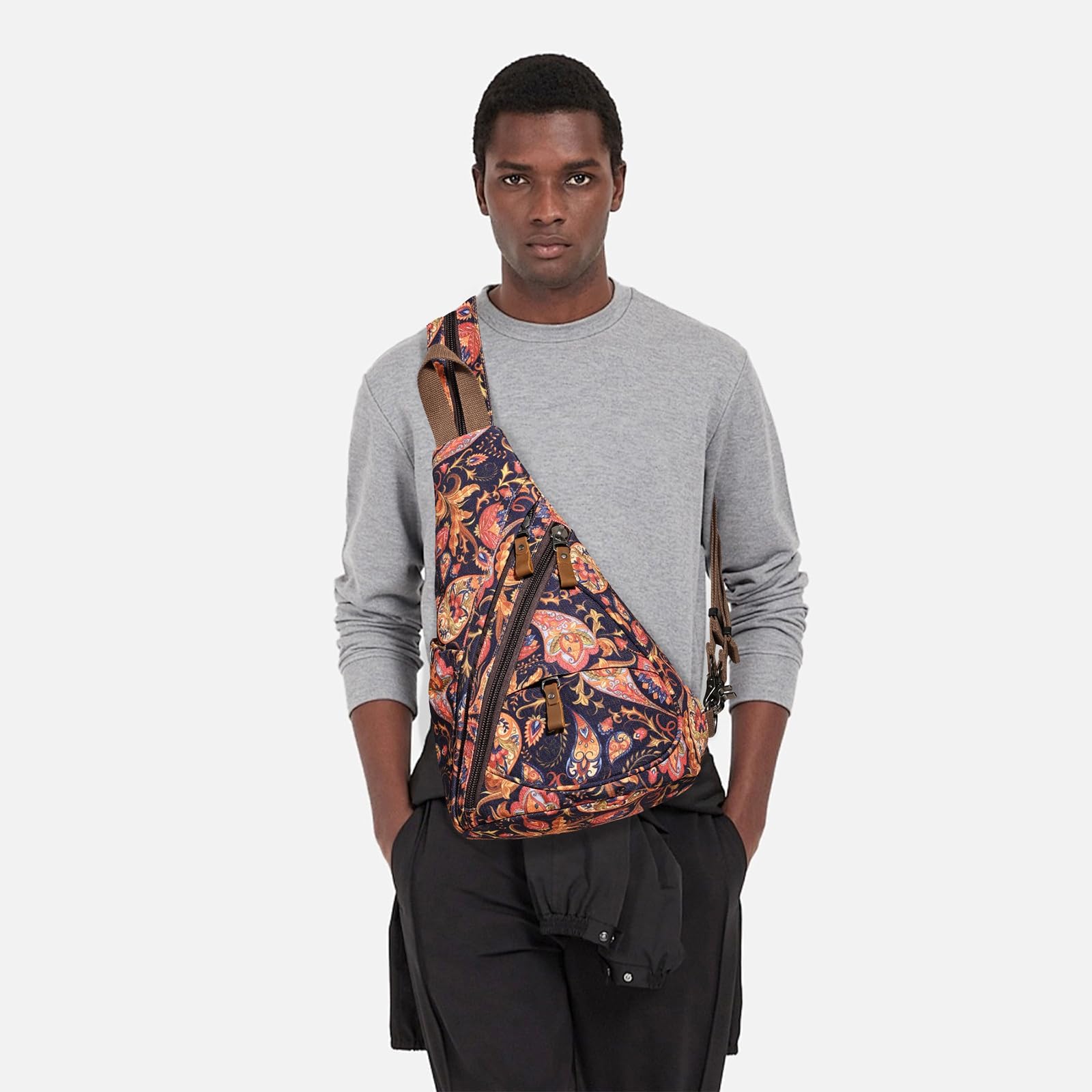 KL928 Canvas Sling Bag - Small Crossbody Backpack Shoulder Casual Daypack Rucksack for Men Women