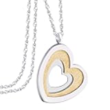 Stainless Steel Glittering Unique Layered Heart Necklace for Women & Ladies