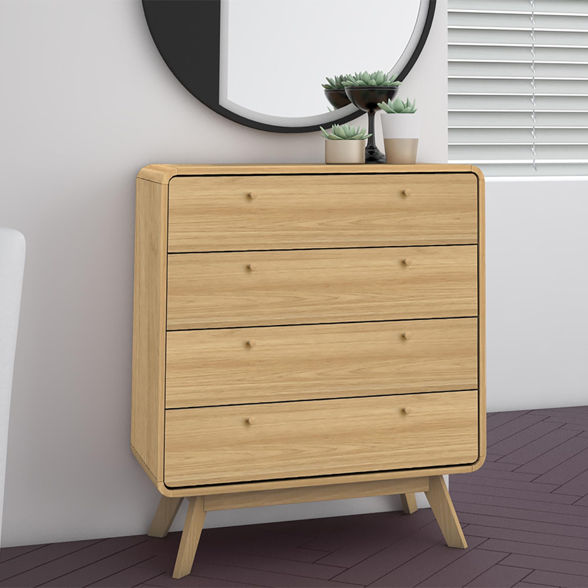 DHP Furniture Cassie Dresser with 4 Drawers Brown
