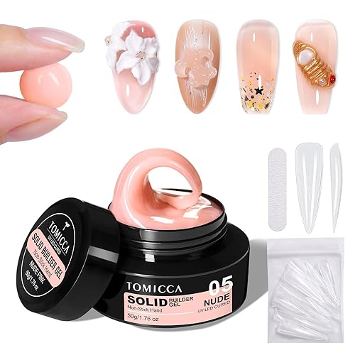 TOMICCA Gel duro 3D para arte de uñas, gel constructor sólido para uñas, 1.76 oz, gel de escultura de uñas 3D, gel para esculpir uñas, no pegajoso,