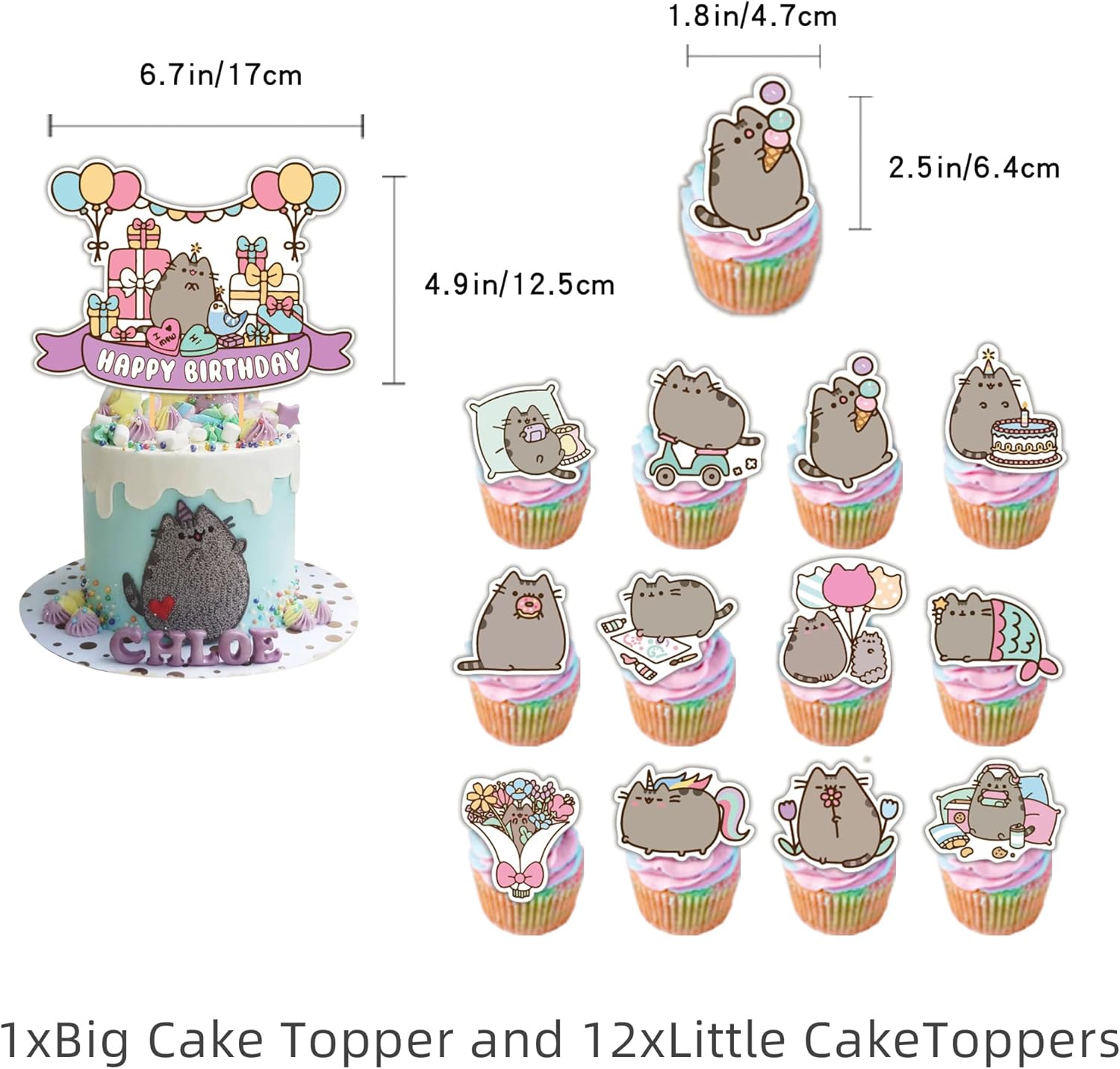 Adorable Cat Party Decorations Kit (44Pcs) - Includes Banner, Balloons, Cake/Cupcake Toppers & Hanging Swirls, Perfect for Birthday, Graduation & Themed Pet Parties