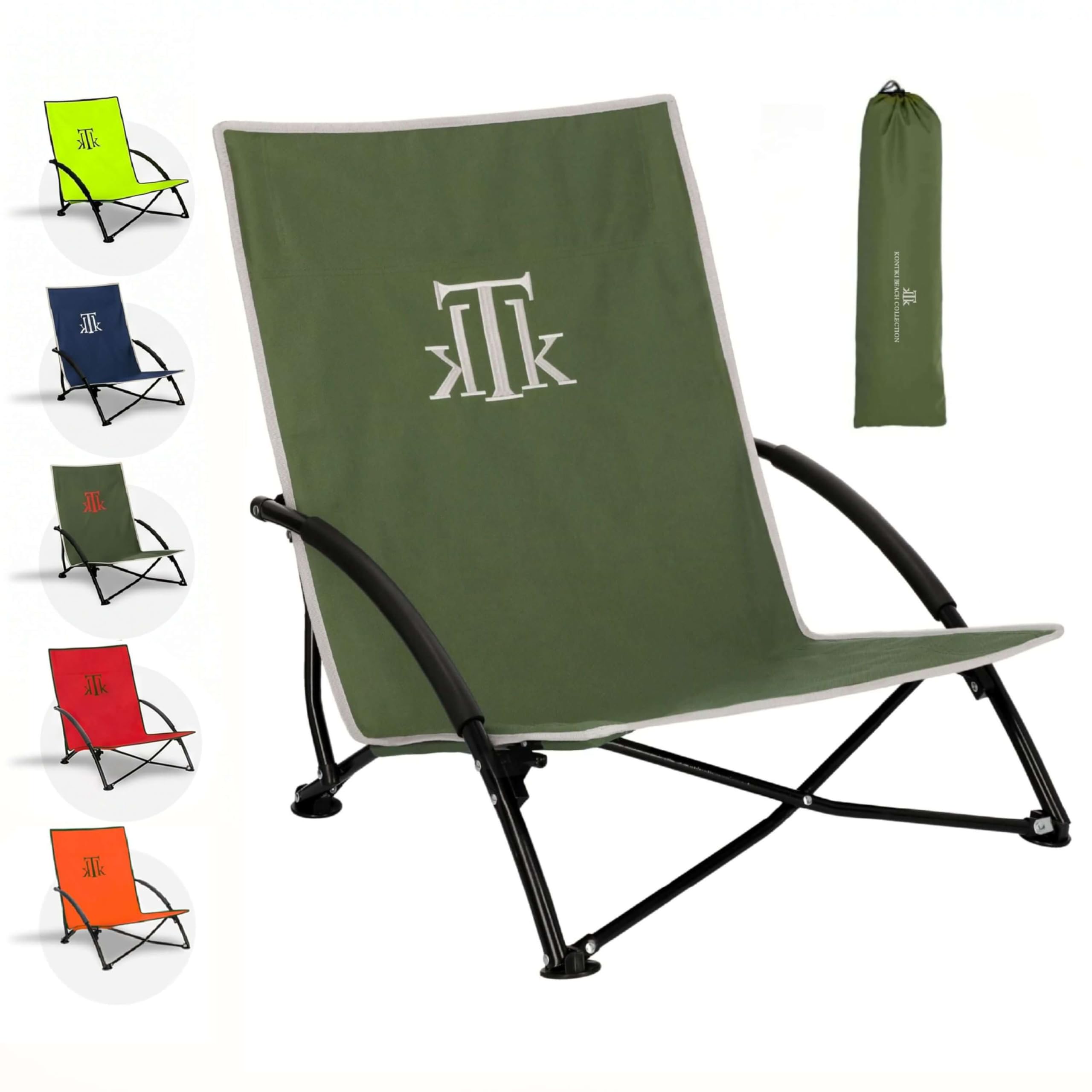 Składane i przenośne krzesło plażowe, lekkie, wytrzymałe i kompaktowe z torbą do przenoszenia - Ergonomiczna konstrukcja, idealna na kemping, basen, do ogrodu i na zewnątrz, wygodne i dostępne w
