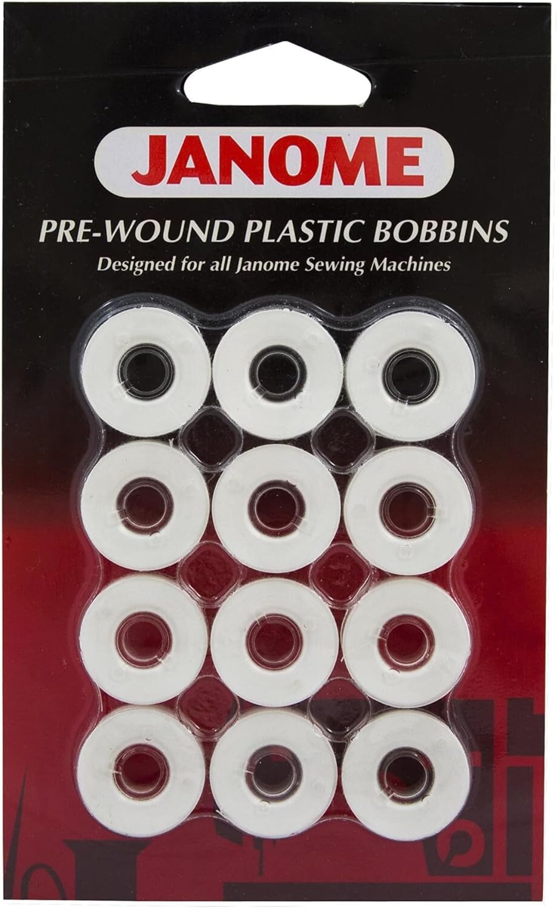 12 Pack Pre-Wound Plastic Bobbins White Thread 80 Yards Polyester
