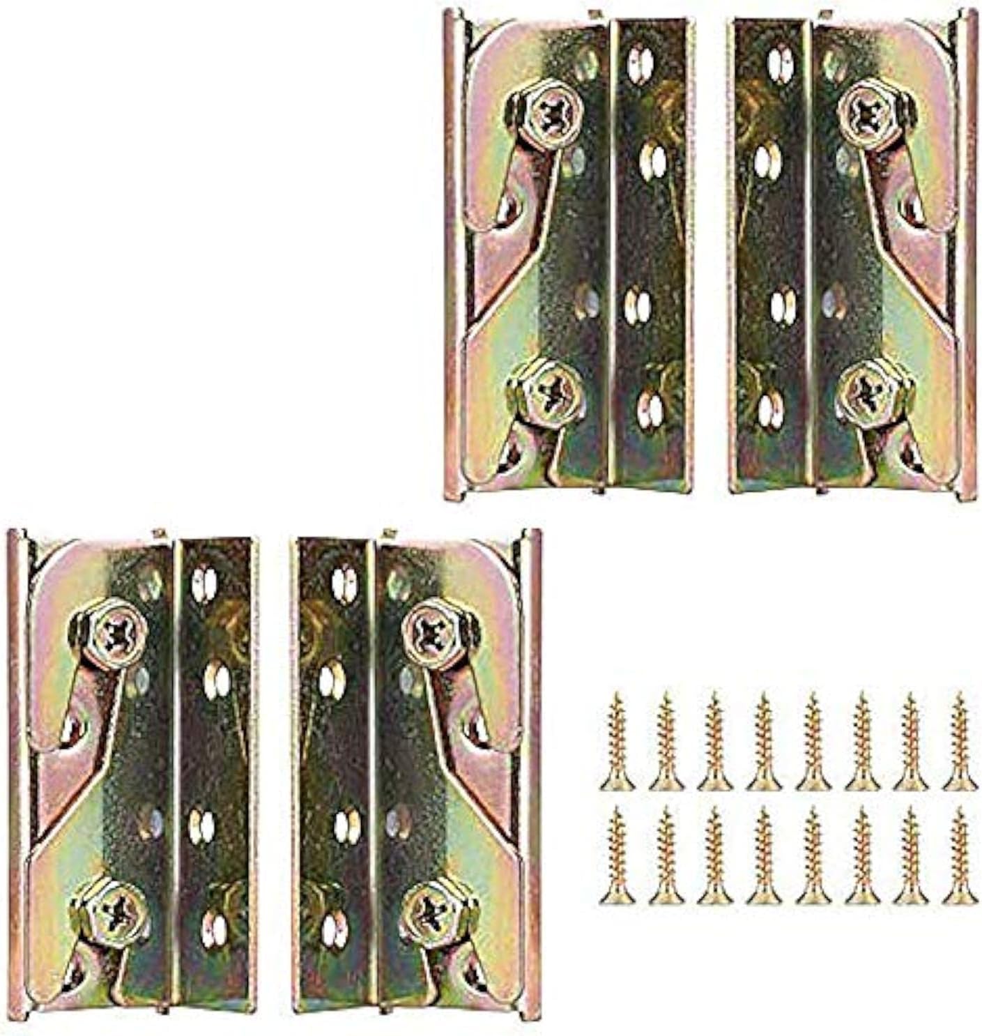 Bed Brackets Corner, GLANICS 4 Sets Bed Rail Brackets, Bed Hinges Fixing Corners Heavy Duty Rust Proof Hardware Frame Bracket Fittings Fastener