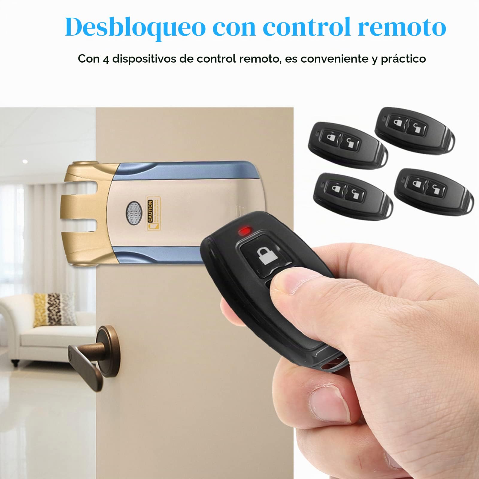 Control Remoto inalámbrico Lock Security Invisible Keyless Intelligent Lock Aleación de Zinc Metal iOS Android App Desbloqueo con 4 Llaves Smart Home Control de Acceso Sistema de Seguridad