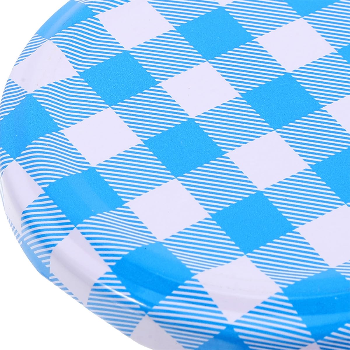 jojofuny Lot de 50 Couvercles en Fer-blanc à Vis 63 Mm Bleu à Carreaux, Couvercles Hermétiques Réutilisables pour Bocaux de Conserve et Pots à Confiture, Protection Alimentaire Domestique