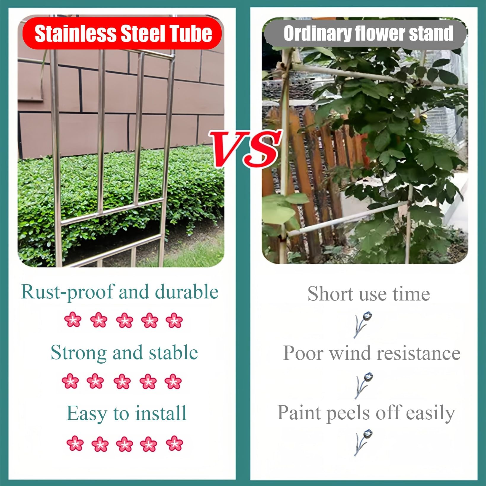 Treillis d'arche de jardin en acier de 240 cm – Support extérieur robuste pour plantes grimpantes, roses et vignes – Tonnelle en métal durable de 19 mm de diamètre pour l'aménagement paysager et la