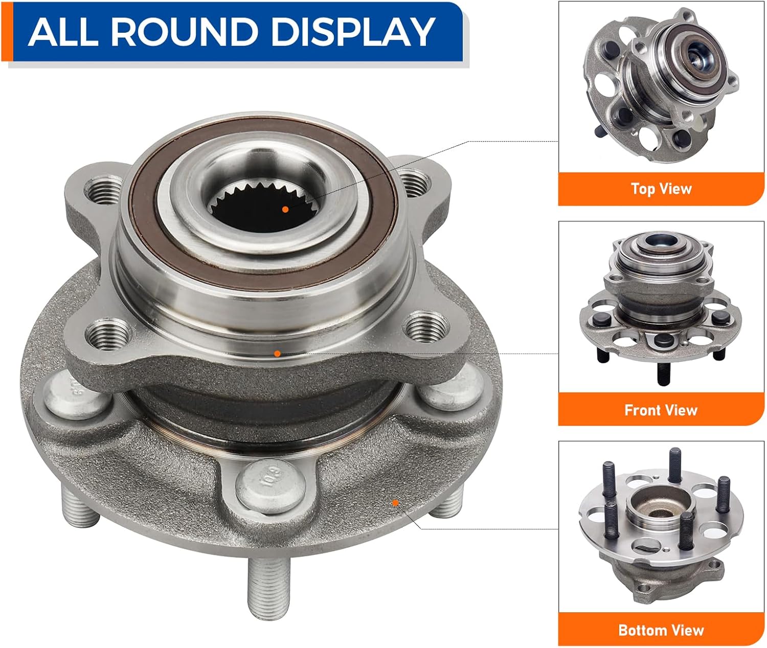 PAROD 2PCS 512344 FWD Only Rear Wheel Hub Bearing Assembly Fit for 2010-2011 Honda Accord Crosstour, 2007-2011 CR-V, 2012-2015 Crosstour,5Lugs