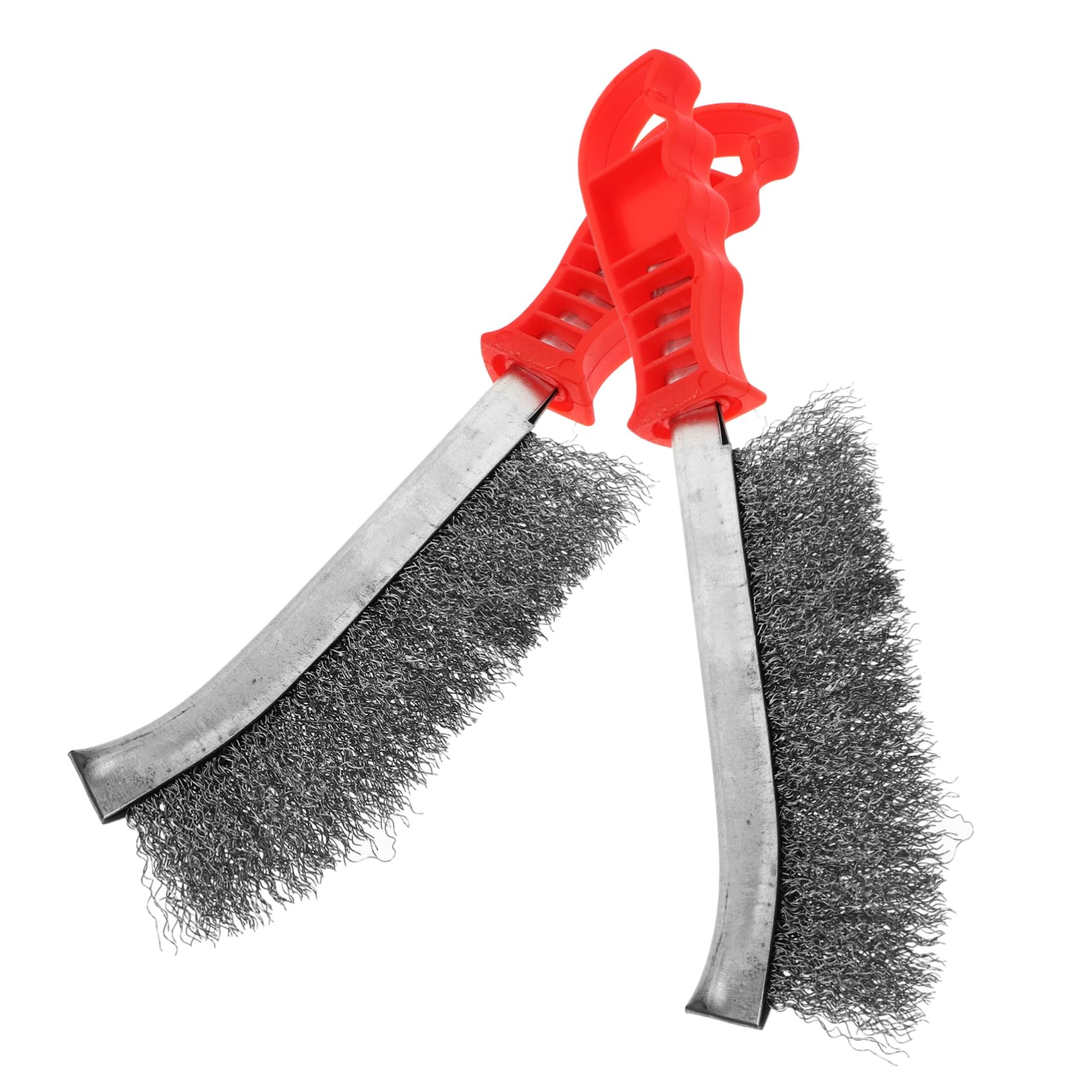 LIFKOME 2Pcs Stainless Steel Wire Brush for Rust Removal Heavy Duty Cleaning Brush with Non Slip Grip for Windows Doors and Floor Tiles Space Saving Design