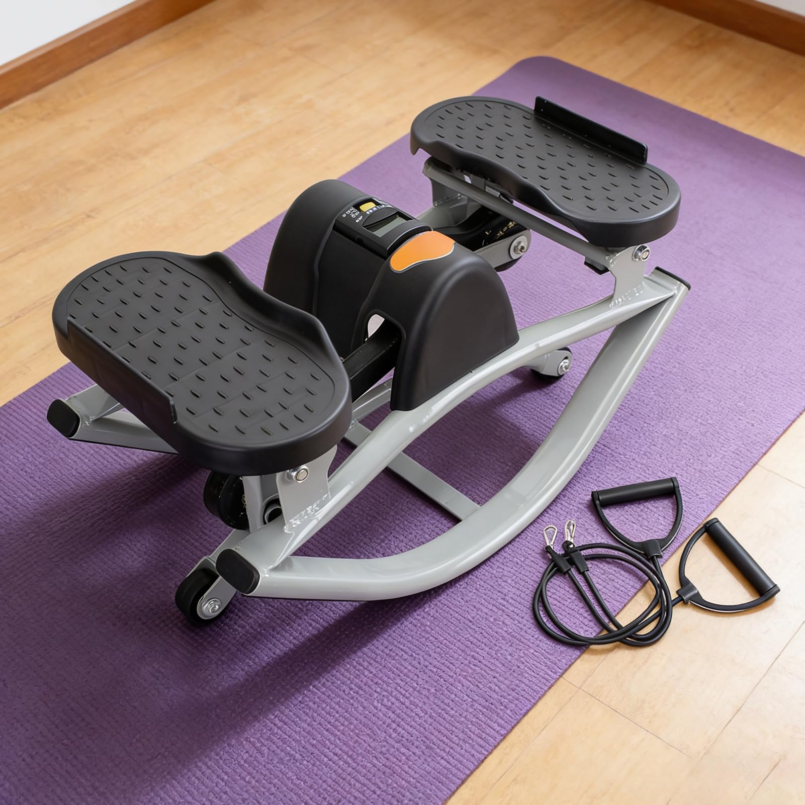 Stepper Rock Attrezzo Portatile Per Gambe Con Banda Elastica | Stepper Fitness Con Monitor LCD Per Glutei Addominali Core E Parte Superiore Per Casa Ufficio Interno Esterno Uomini E Donne