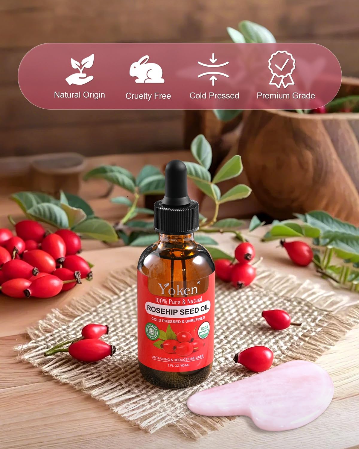 Amazon.com: Yoken Organic Rosehip Seed Oil for Face, 100% Pure and