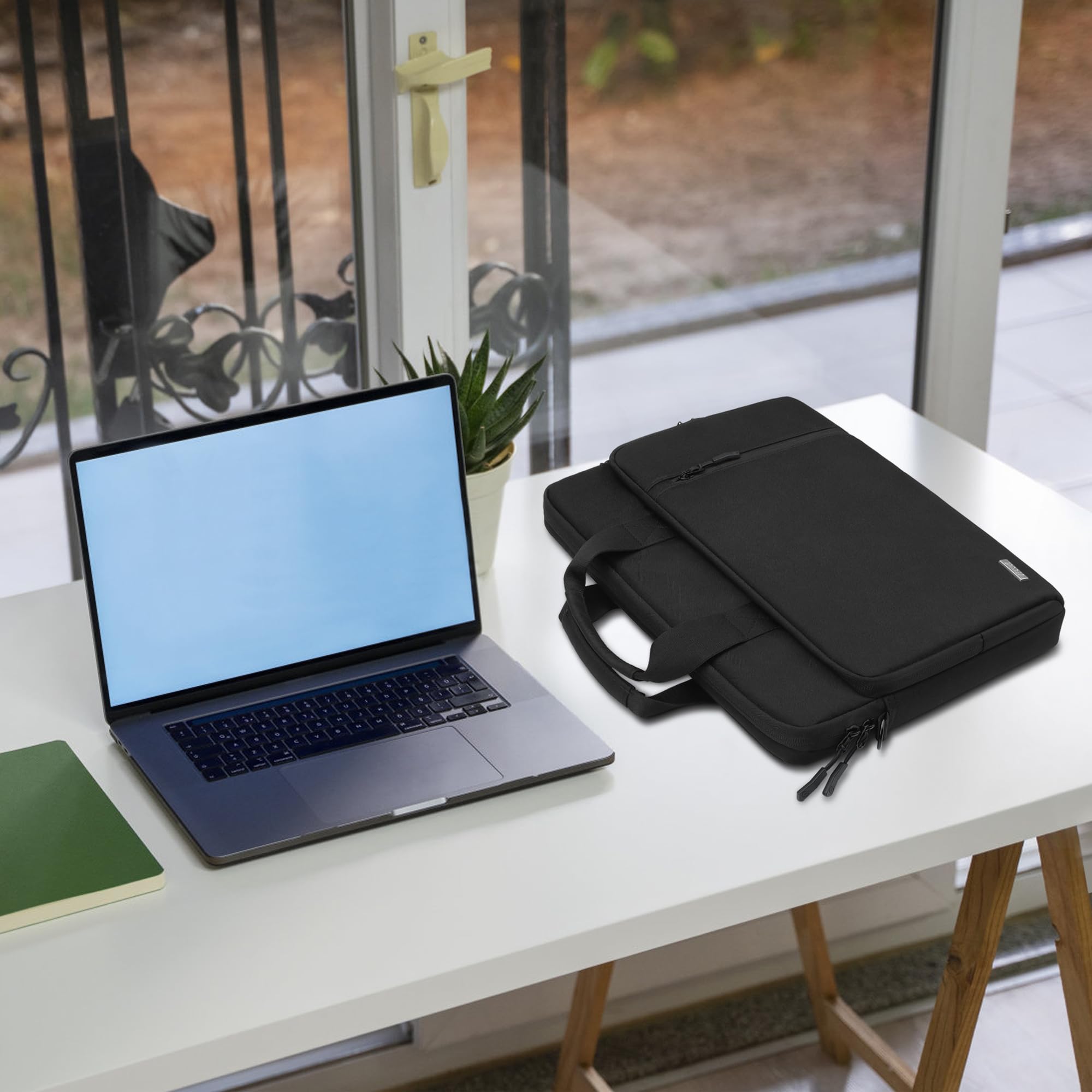 TECOOL 15,6 16 Pouces Sacoche Ordinateur Portable, 360°Protection Imperméable Housse Sac à Bandoulière pour 15,6-16 Pouces Acer ASUS Dell HP Lenovo Laptop, MacBook Pro 16 M1 M2 M3 M4, Noir