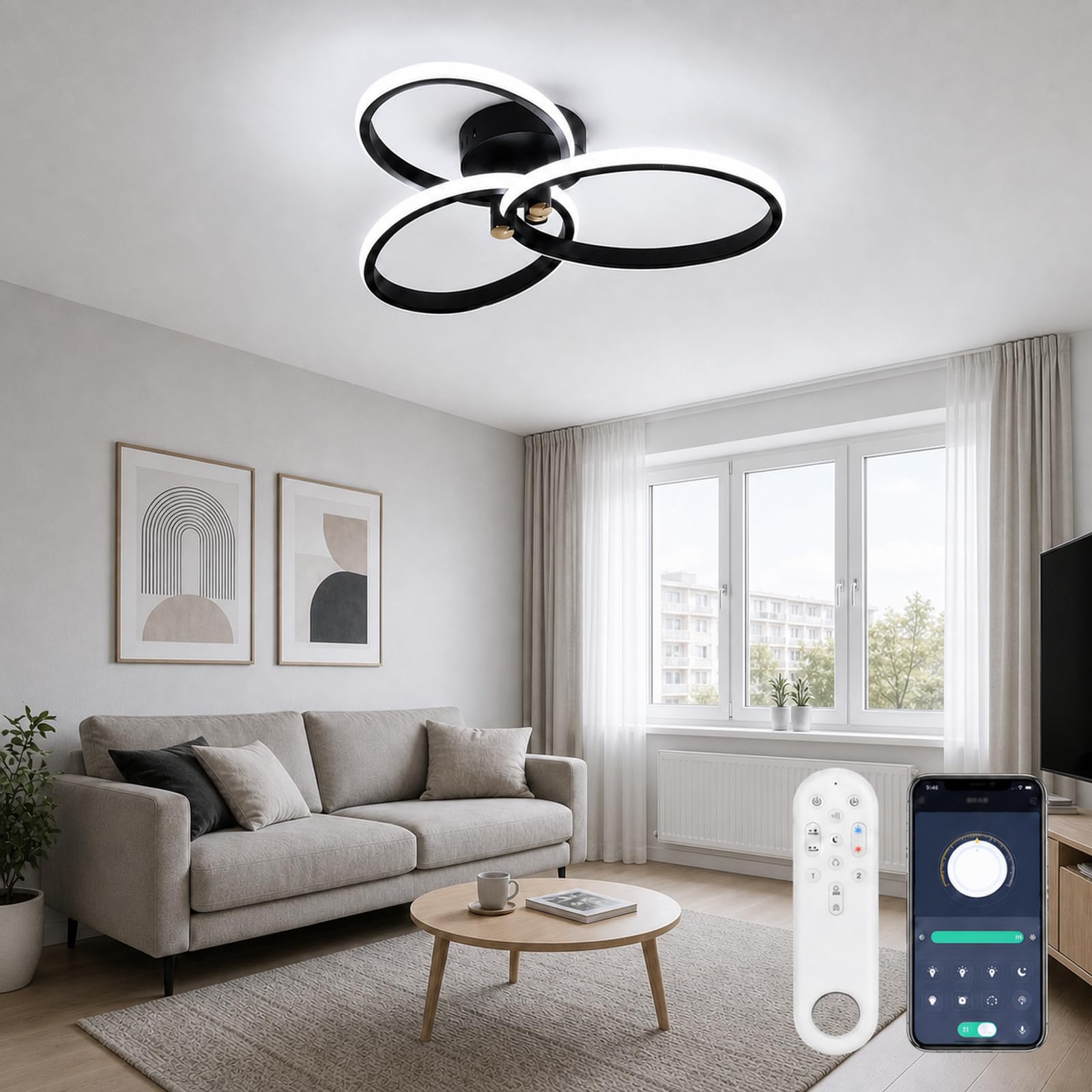 OTREN LED Deckenleuchte Dimmbar Deckenlampe Wohnzimmer mit Fernbedienung