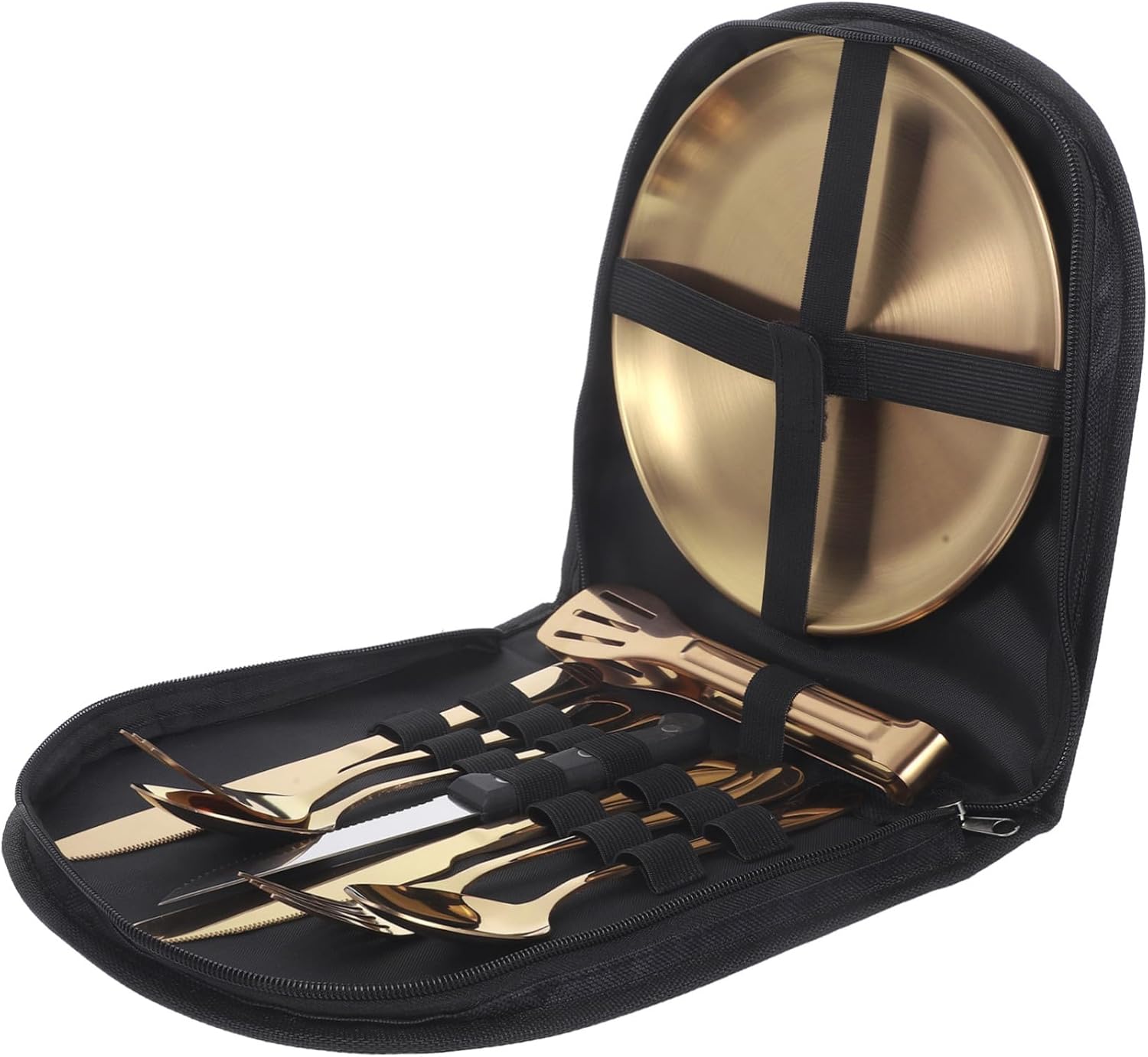 1set Stainless Steel Camping Cutlery Case Portable Utensils for Outdoor Dining Includes Fork Spoon for Picnics Hiking and Travel