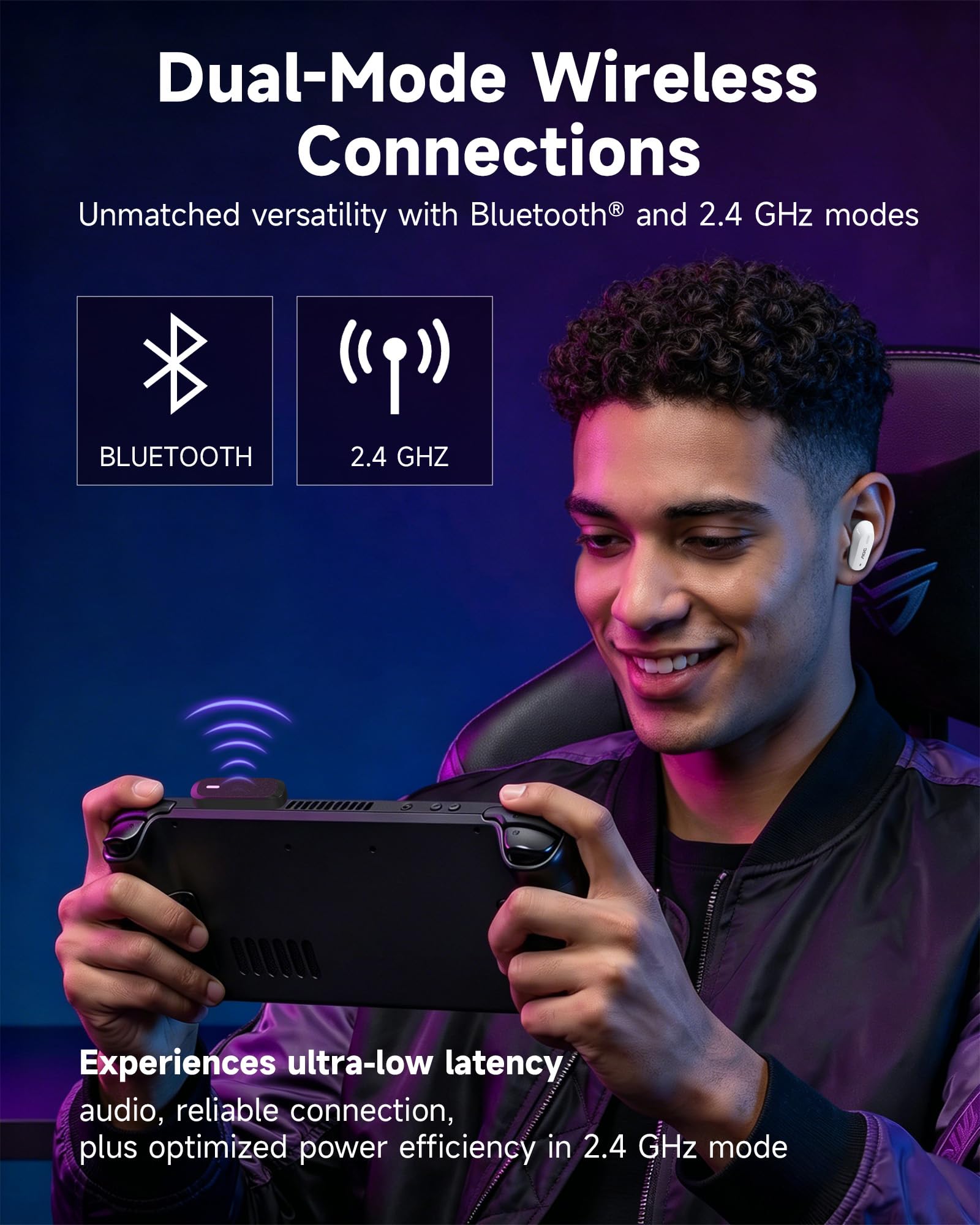 AOC ACT3512 - Auriculares inalámbricos para juegos para PS5, interruptor de PC PS5, dongle USB-C de 2.4 GHz y auriculares Bluetooth 5.3, latencia ultra baja de 20 ms, micrófono con cancelación de