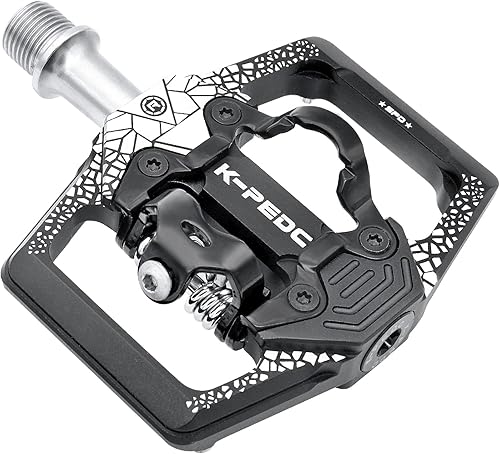 K PEDC MTB Mountain Bike Pedals Dual Function Flat Platform Compatible with SPD Clipless Pedal 3 Sealed Bearings Aluminum 916 Bicycle Pedals with
