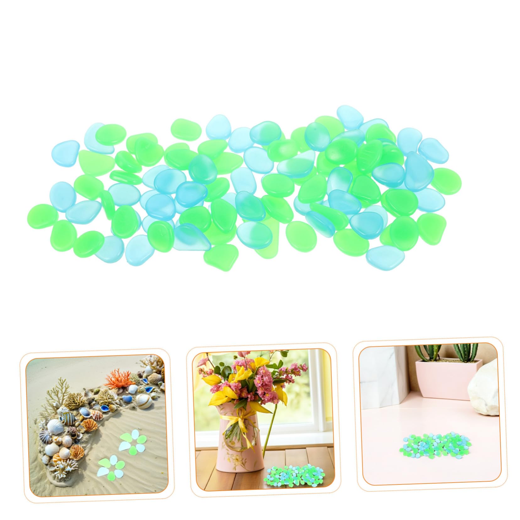 HEMOTON 500 Piezas Piedras Luminosas de Resina para y Jardín Guijarros Decorativos Brillantes sin Tóxicos para Peceras y Paisajismo Exterior