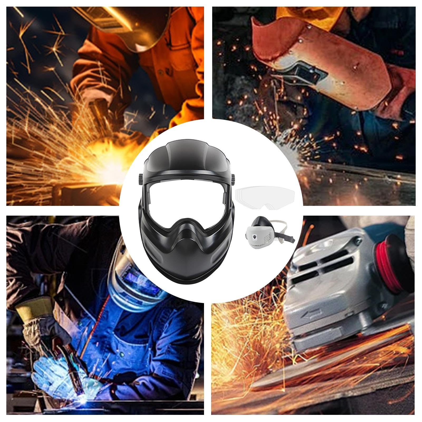 Cagoule de Soudage,Protection pour Meulage - Casque de Soudage Intégral Grande Visibilité pour TIG, MIG, Découpe, Meulage, Construction, Soudure à l'arc, Industrie,
