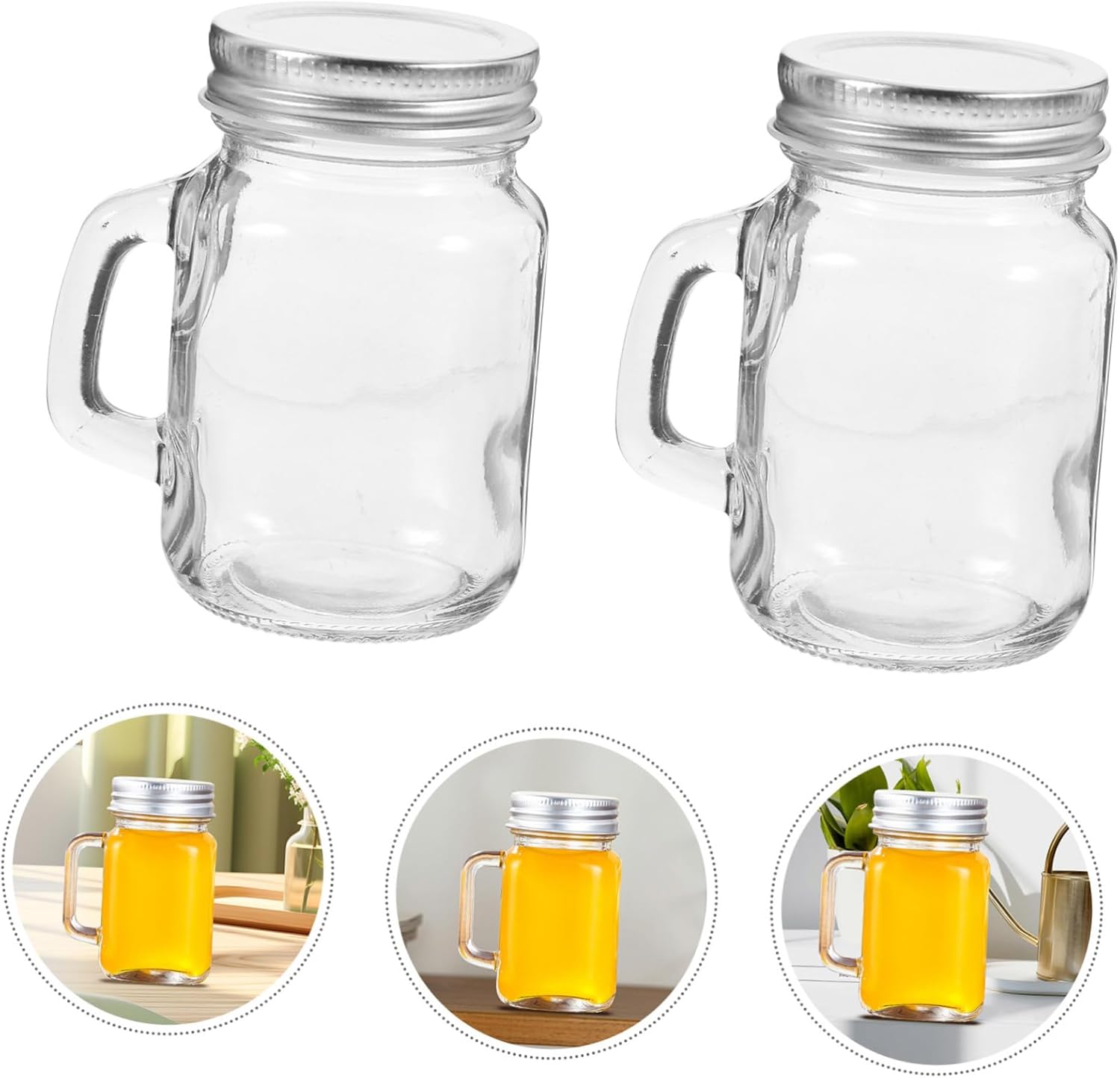Mikinona 8pcs Glass Drink Container Mason Jars Sealing Lids Snack Storage Holder for Jam Sauce