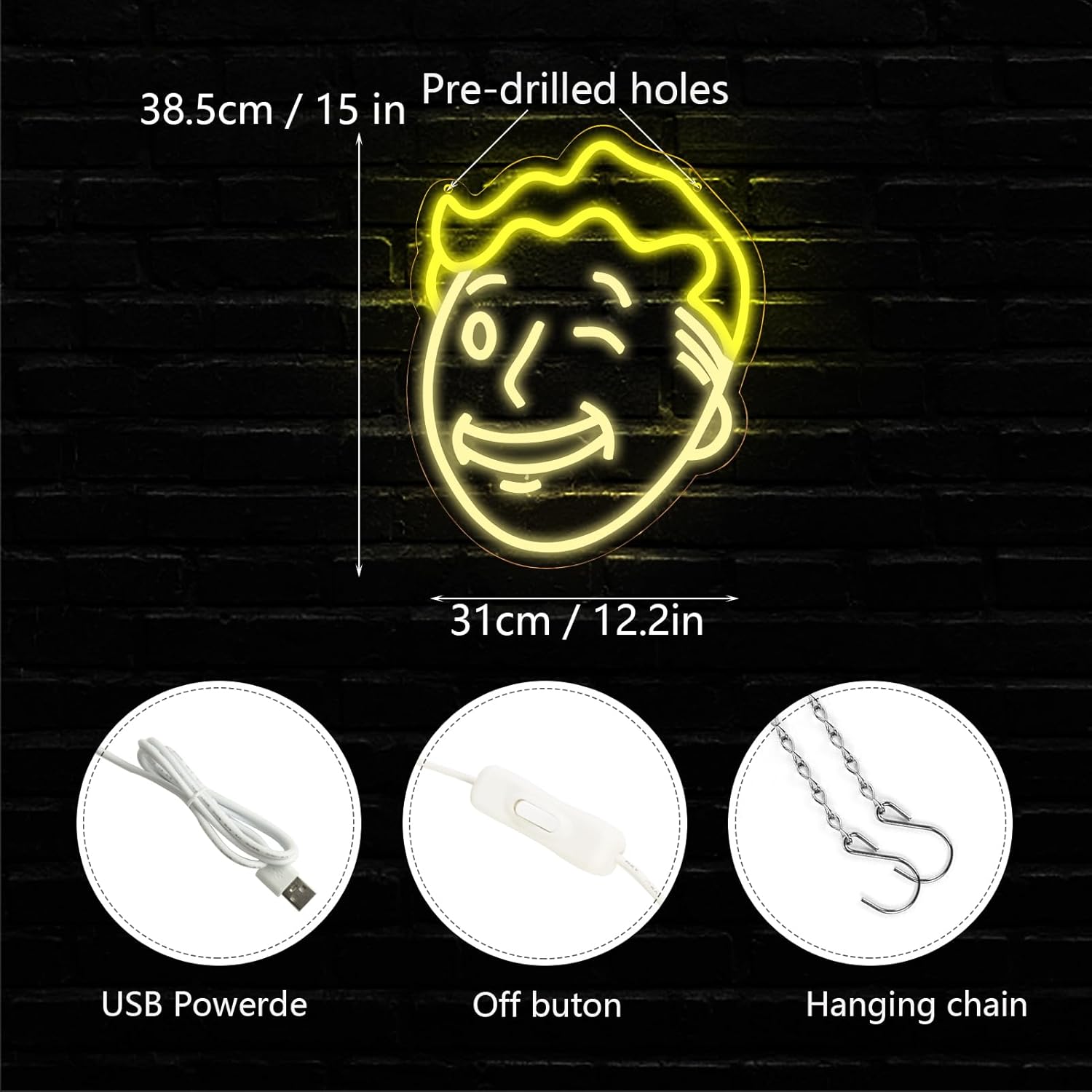 WonderfulLife Game Character Boy Neon Sign for Gamer Zone Decor,Led Lights for Man Cave Gaming Room Internet Bar or Bedroom Decoration.5V USB Powered,Easy Hanging.