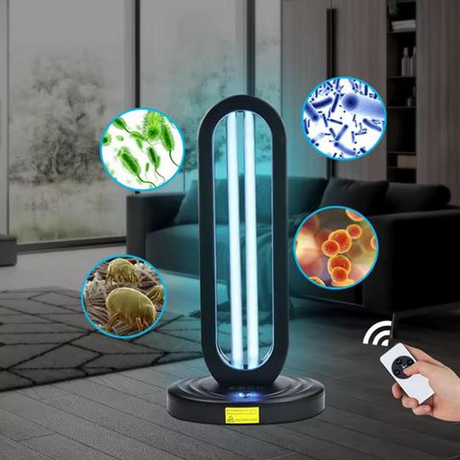 AULASERVICE Lámpara de Luz Ultravioleta UV para estancias de 40 a 80 m2, 38W, 220V, 50 Hz, 5000horas, Purificador de aire, Lampara uv, Generador ozono, Lámpara germicida