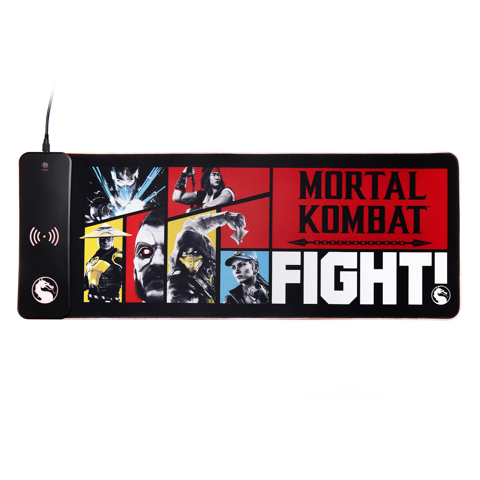 Numskull Games Mortal Kombat XL RGB Gaming-Mauspad mit 15W kabellosem Ladegerät | Anpassbare LED, rutschfest, wasserabweisend