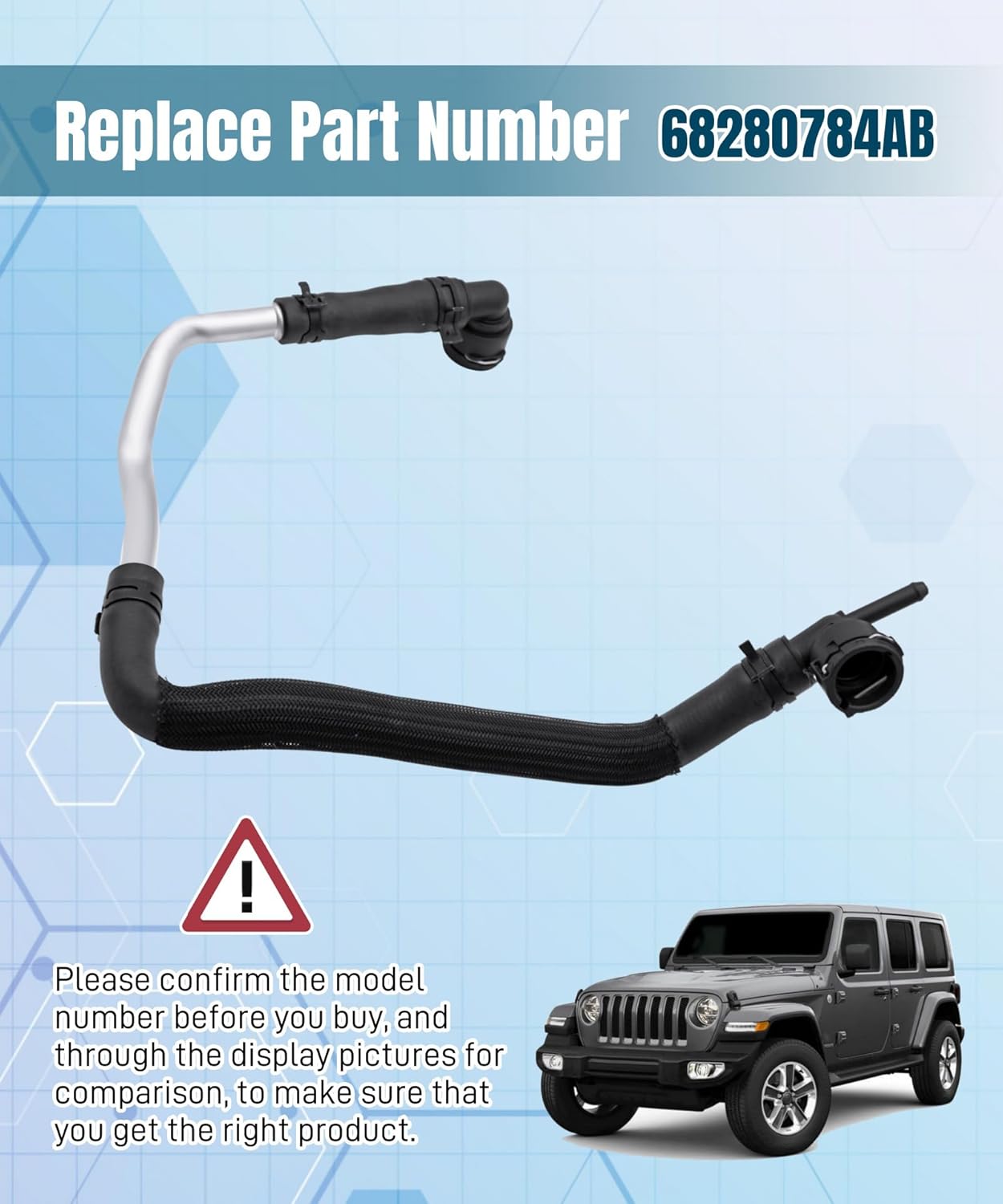 HVAC Heater Hose Kit 68280784AB Fits For 2018-2021 Jeep Wrangler 2.0L Heater Supply Pipe Replace#68280784AB