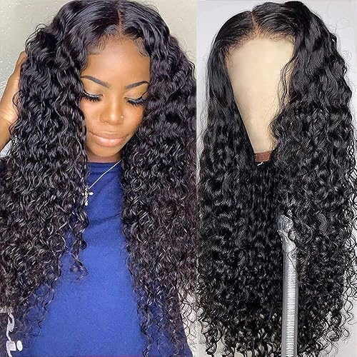 CHEETAHBEAUTY Deep Wave 13X6 HD Transparent Lace Front Wigs Human Hair Brazilian 10A Grade Deep Curly Wigs for Black Women Pre Plucked with Baby Hair Natural Black 180% Density (26inch)