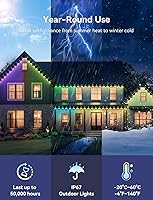 Vista 6 de Luces permanentes para exteriores, luces LED inteligentes para exteriores, luces de Navidad RGB que cambian de color, modos de escena, IP67