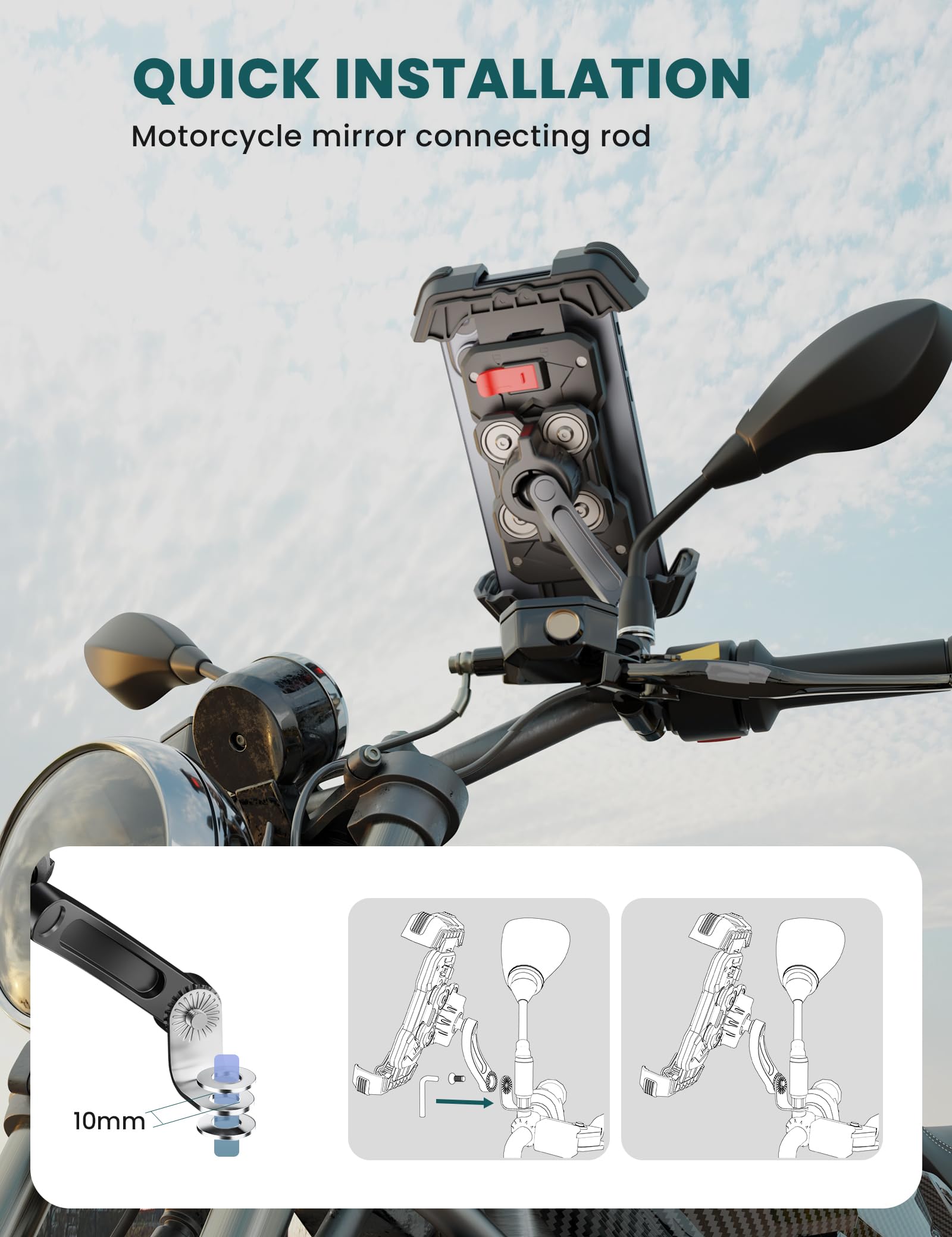 Grefay 2025 Double Damping Vibration Phone Holder For Motorbike - View #2