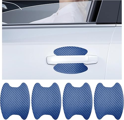 4 calcomanías para manija de puerta de automóvil, película protectora de fibra de carbono que no deja marcas, protector de taza de puerta automotriz