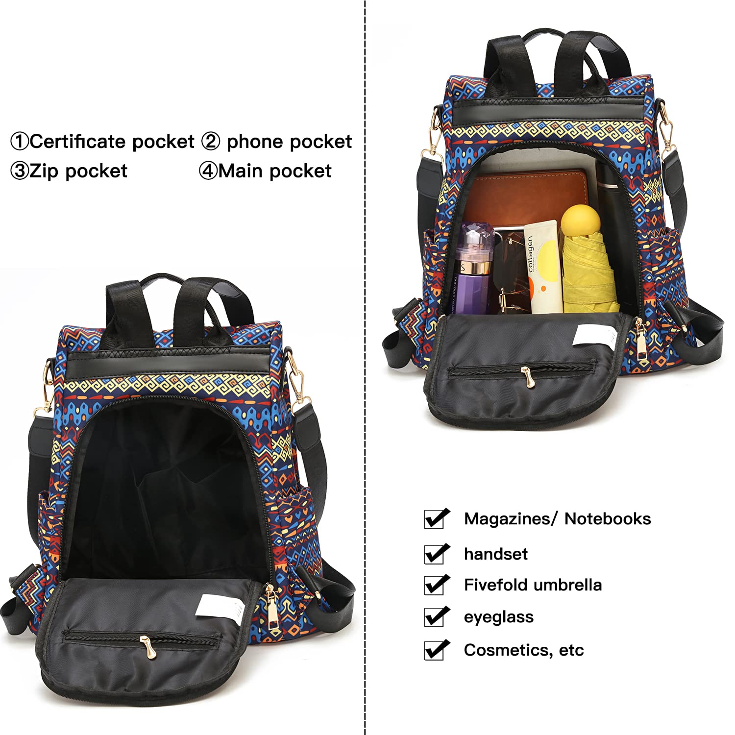 shepretty Zaino piccolo da donna Zaino Donna Borsa pelle Impermeabile casual borsetta