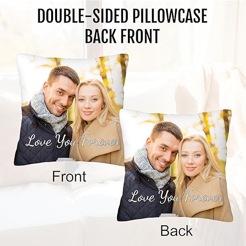 Miniatura 6 de Funda de almohada personalizada con imagen, funda de almohada de terciopelo personalizada de 16 x 16 pulgadas con texto fotográfico, regalos