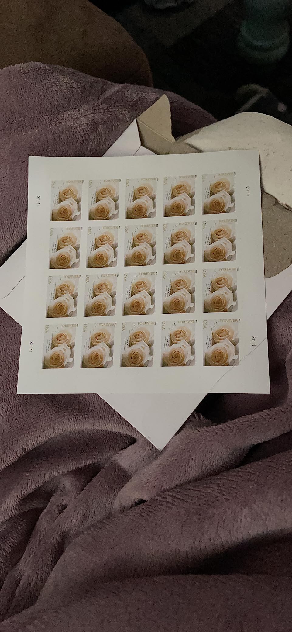 USPS Forever Stamps Wedding Roses Sheet Of 20 - First Class White Roses Stamps For Invitations & Mail - View #2