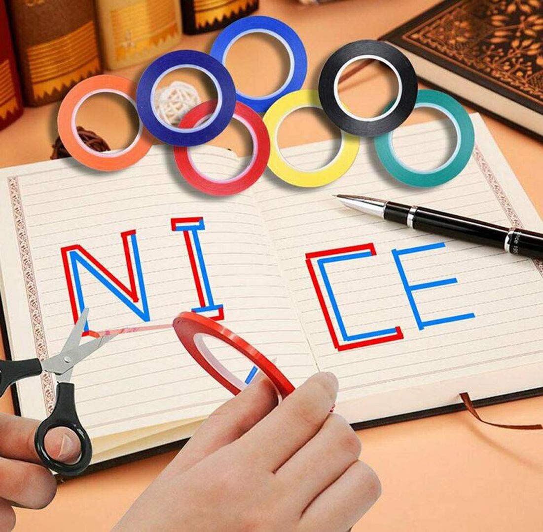 6 Rollen Grafik Chart Tape Art Tape Grid Marking Tapes 72 Yard/Rolle Whiteboard Rasterband Selbstklebend Künstlerband Desktop Positionierung gekreuztes Klebeband (blau, Breite: 5 mm)