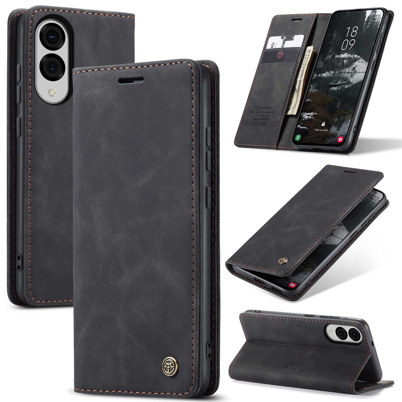 Azororo Cover per Samsung Galaxy S25 Edge 5G, Premium PU Pelle Custodia, Magnetica Carta Fessura Portafoglio Case, Flip Cavalletto Custodia per Samsung Galaxy S25 Edge - Nero