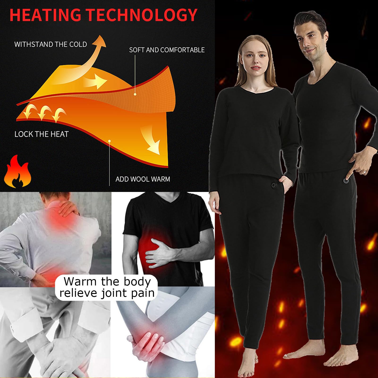 Ropa Interior térmica térmica eléctrica con batería, Hombres, Mujeres, Ropa calefactada USB Inteligente y Pantalones para inviernos al Aire Libre