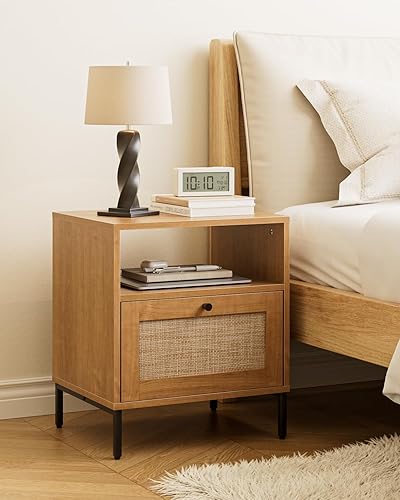 Extra Large Nightstand Rattan Night Stand,Modern Side Table Boho Farmhouse