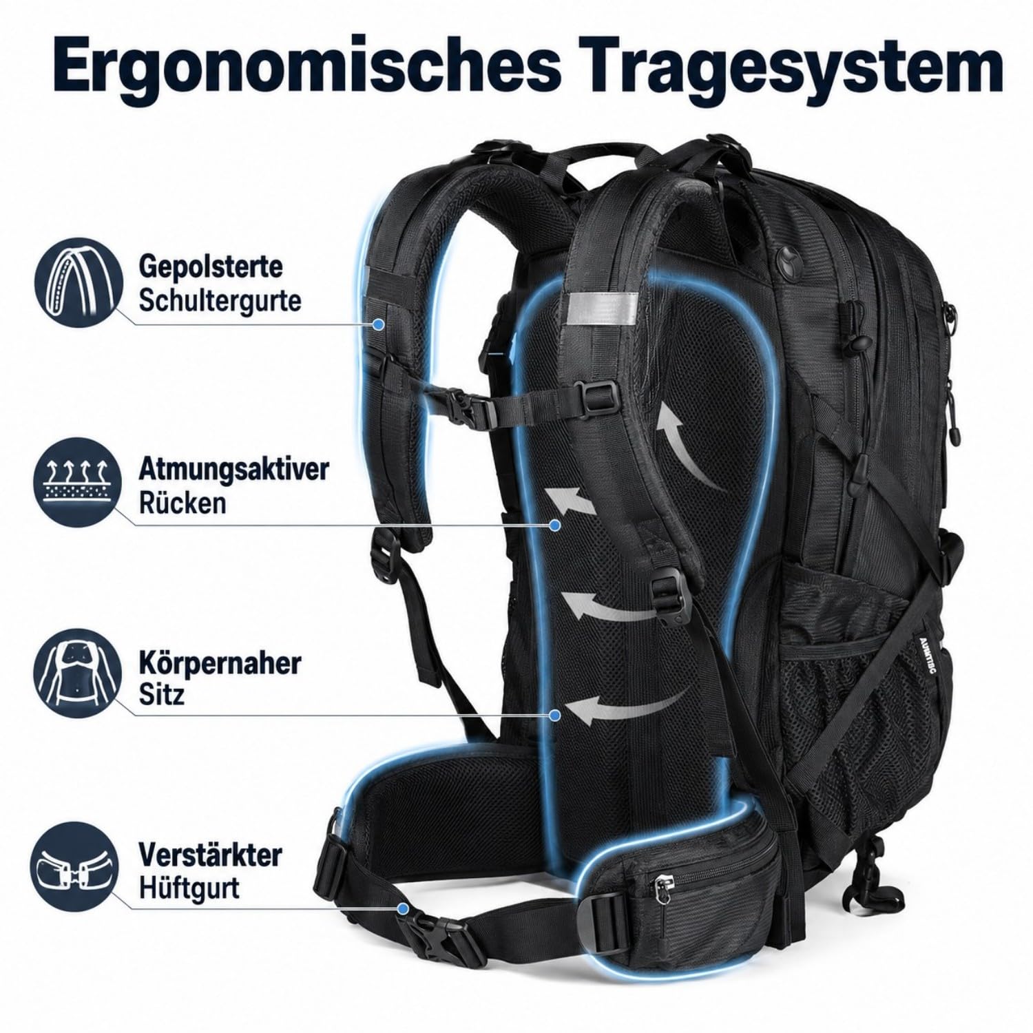Sac à dos de randonnée 35 l pour homme et femme, sac à dos de trekking pour l'extérieur, le camping, la randonnée et les voyages
